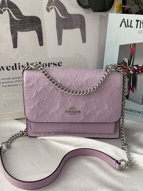 Coach Klare Crossbody Bag In Signature Leather Silver/Light Violet cda97